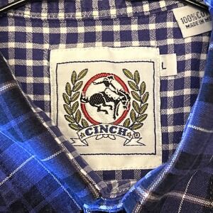 CINCH Men's L Purple Plaid Long‎ Sleeve Collared Shirt Thick Button Down RN17901